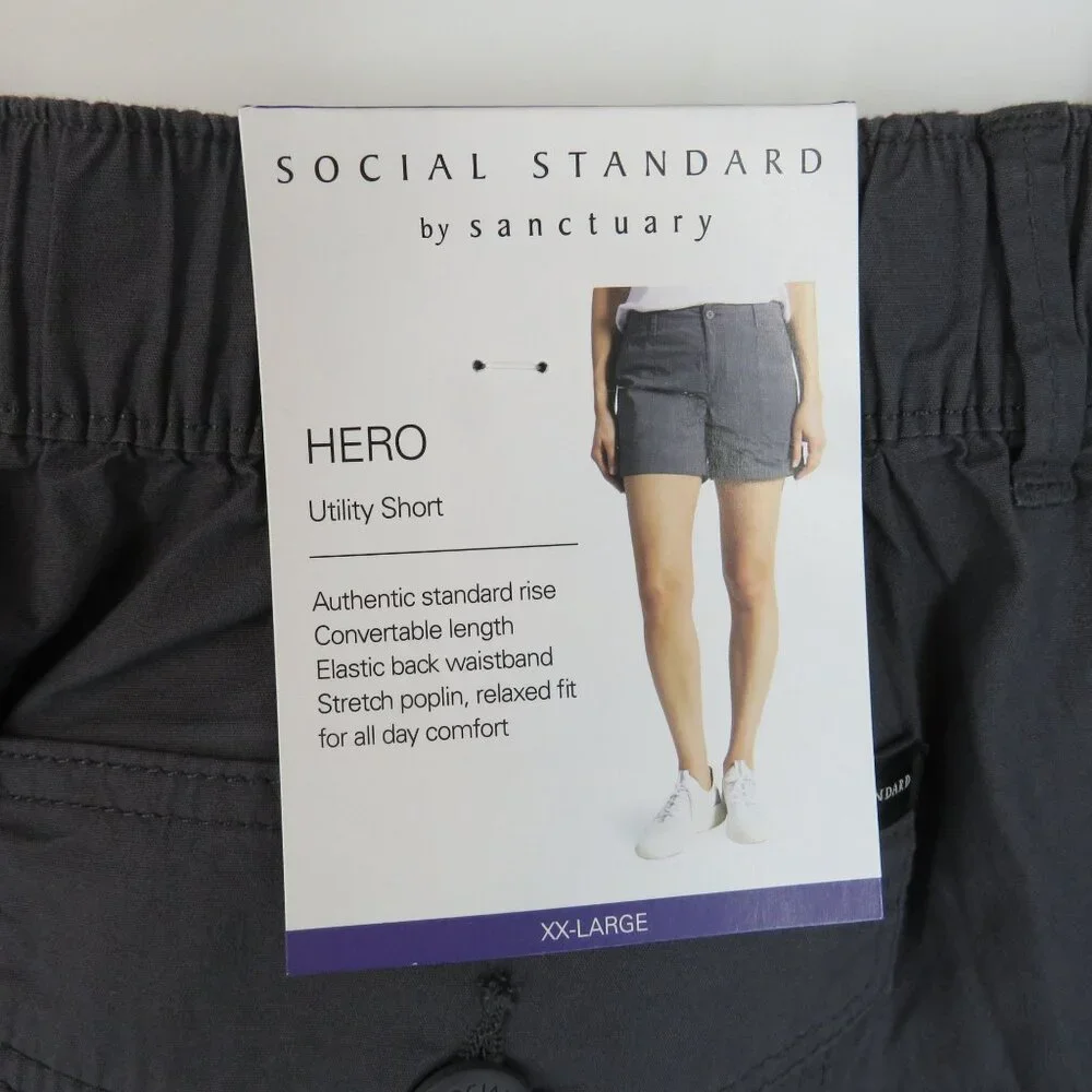 Social Standard Women's Washed Black Hero Utility Shorts XXL NWT $89 - Picture 2 of 5